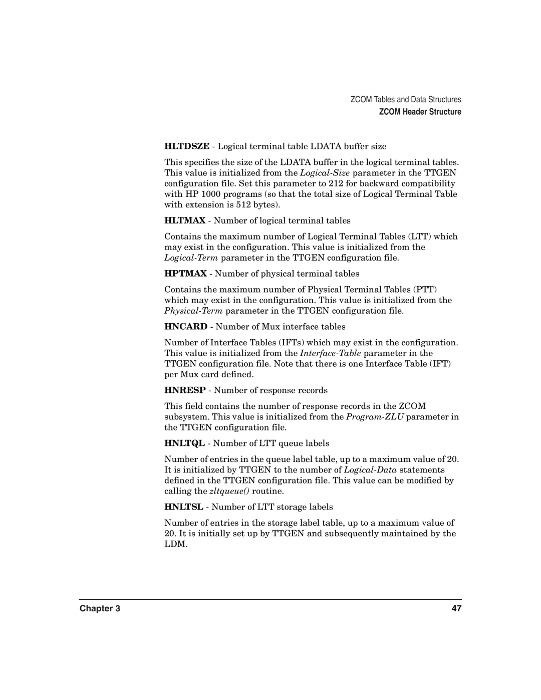 HP Advanced Communications Controllers (ACC) manual Zcom Header Structure 