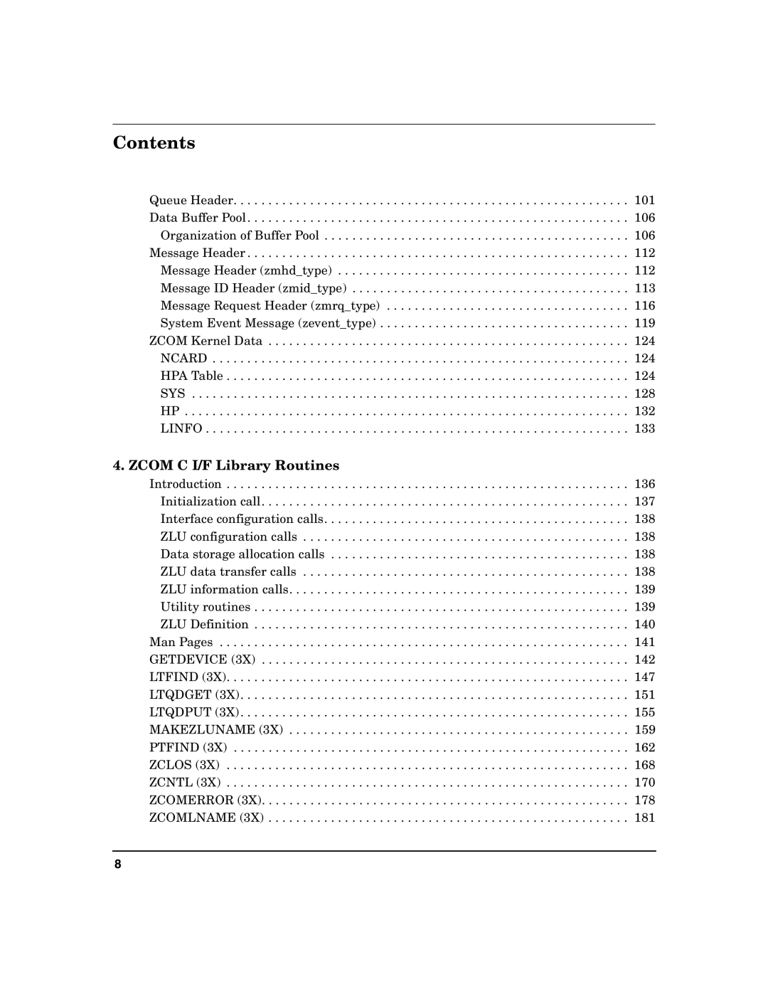 HP Advanced Communications Controllers (ACC) manual Zcom C I/F Library Routines 