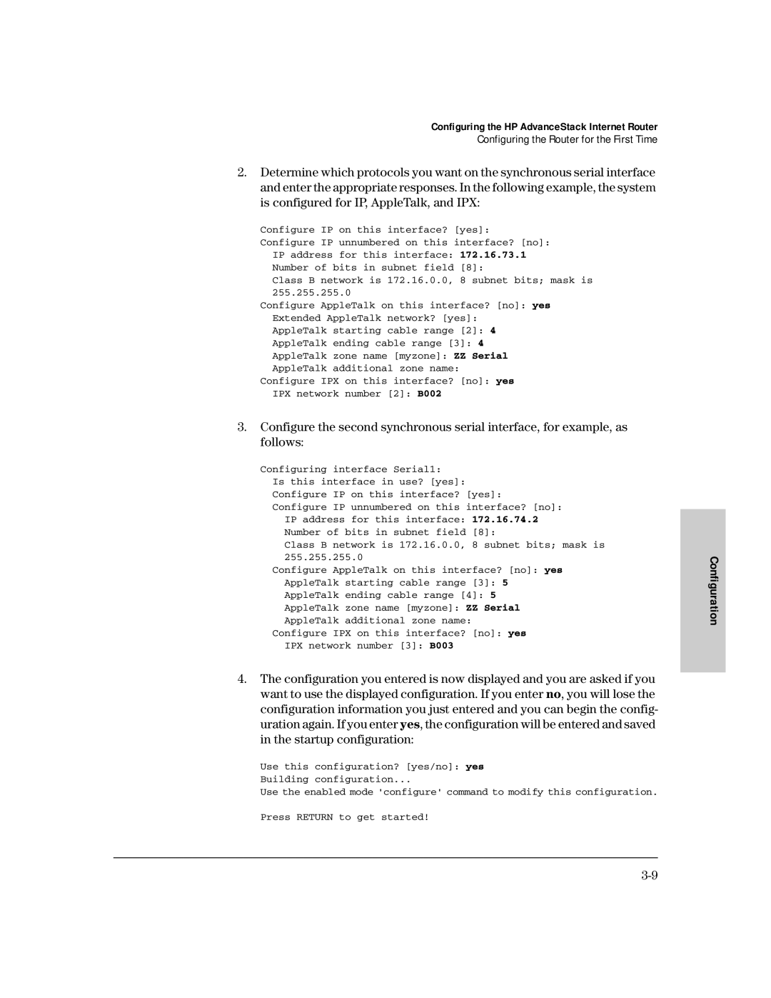 HP AdvanceStack Internet Router manual Configuration 