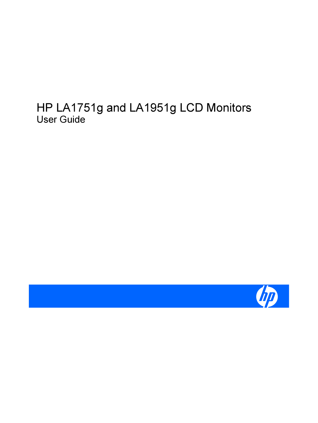 HP Advantage EM890AA, Advantage LA1951G 19 EM890A8#ABA manual HP LA1751g and LA1951g LCD Monitors 