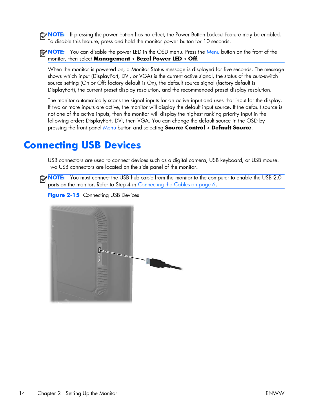 HP Advantage LA2006x 20' XN374AA#ABA, Advantage LA1956x A9S75A8#ABA 15Connecting USB Devices Setting Up the Monitor 