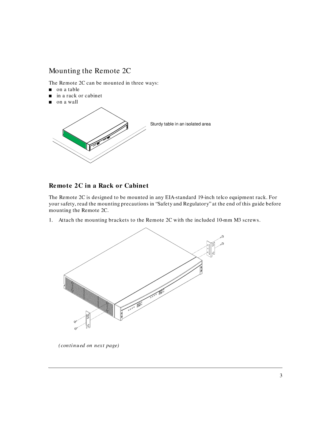 HP AdvStack Remote 2C & Internet Bundle manual Mounting the Remote 2C 