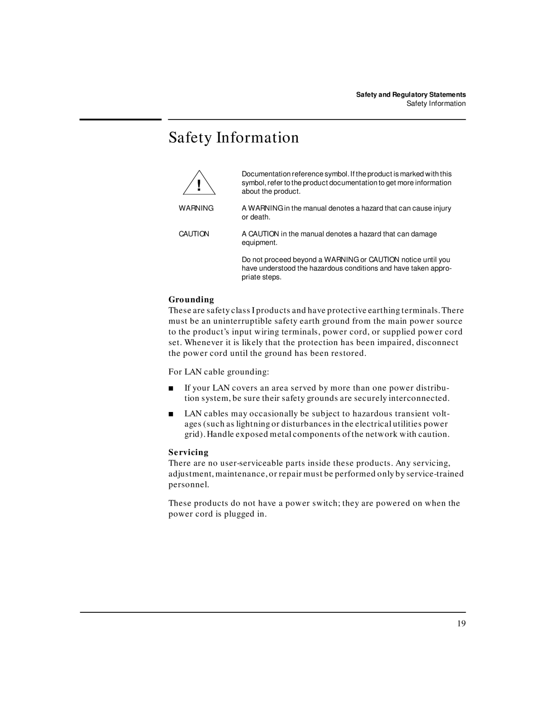 HP AdvStack Remote 2C & Internet Bundle manual Safety Information, Grounding, Servicing 