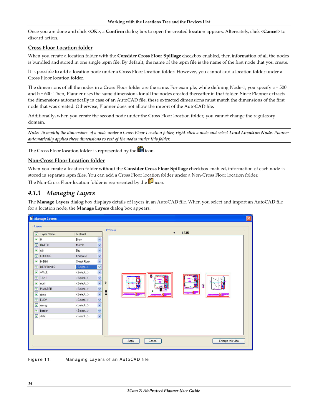 HP AirProtect Security Software manual Managing Layers, Non‐Cross Floor Location folder 