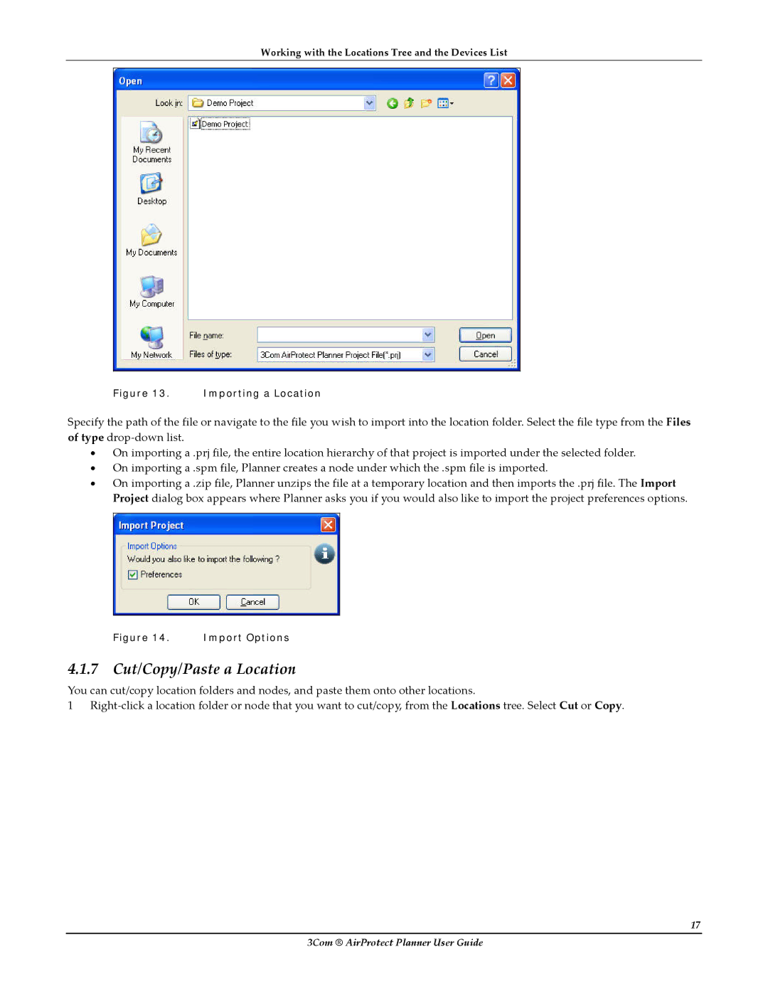 HP AirProtect Security Software manual 7 Cut/Copy/Paste a Location, Importing a Location 