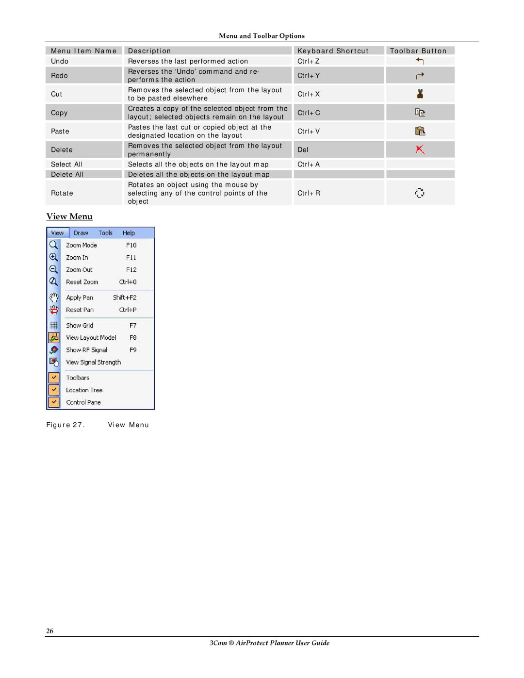 HP AirProtect Security Software manual View Menu 