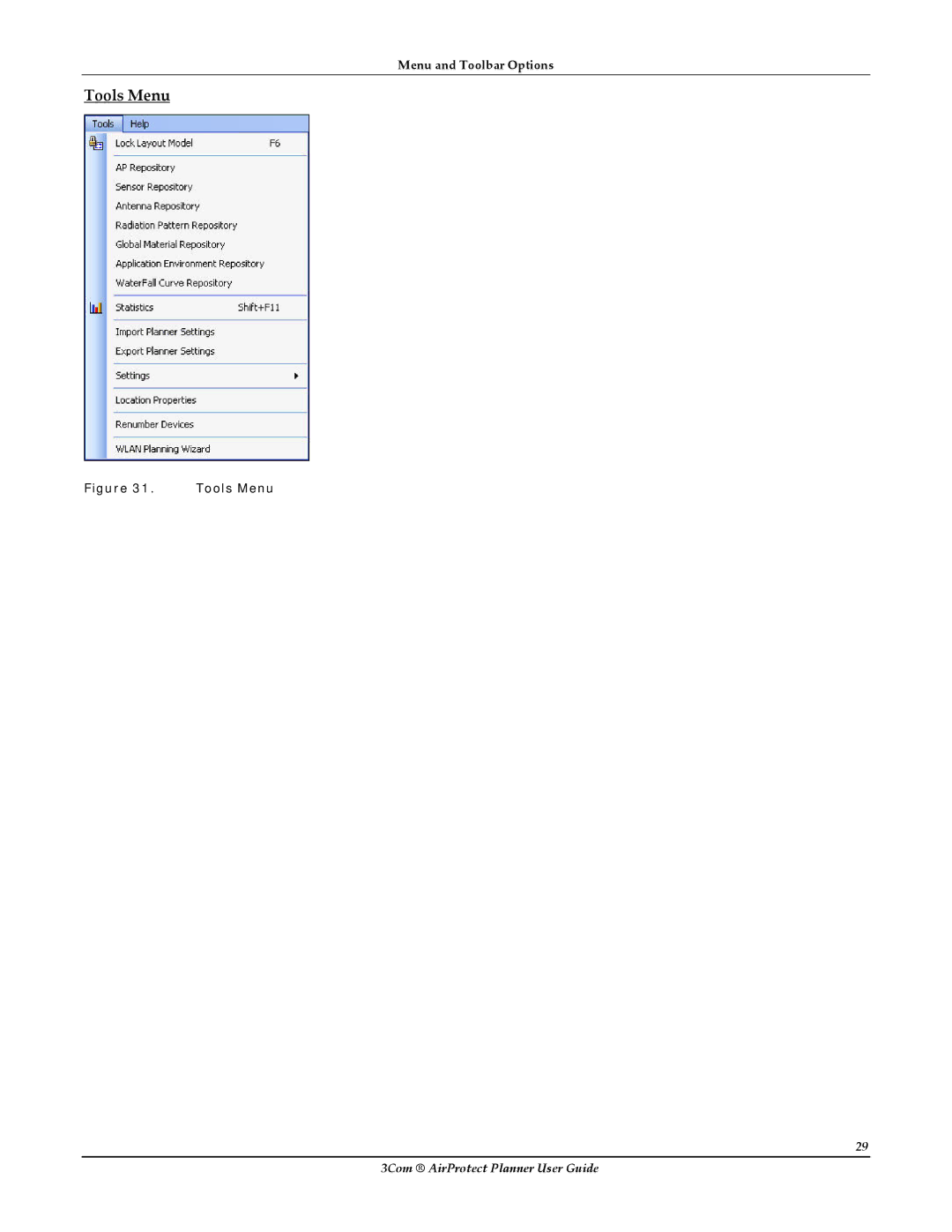 HP AirProtect Security Software manual Tools Menu 