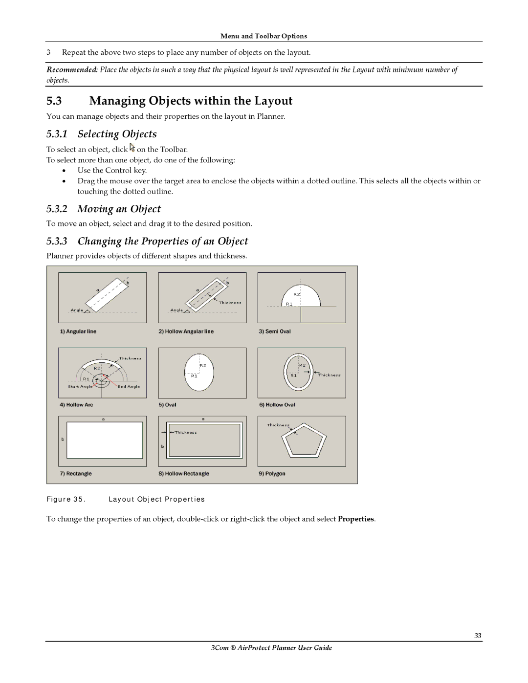 HP AirProtect Security Software manual Managing Objects within the Layout, Selecting Objects, Moving an Object 