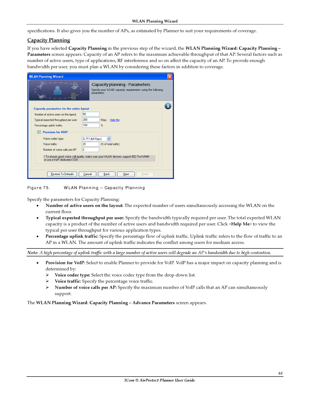 HP AirProtect Security Software manual Wlan Planning Capacity Planning 