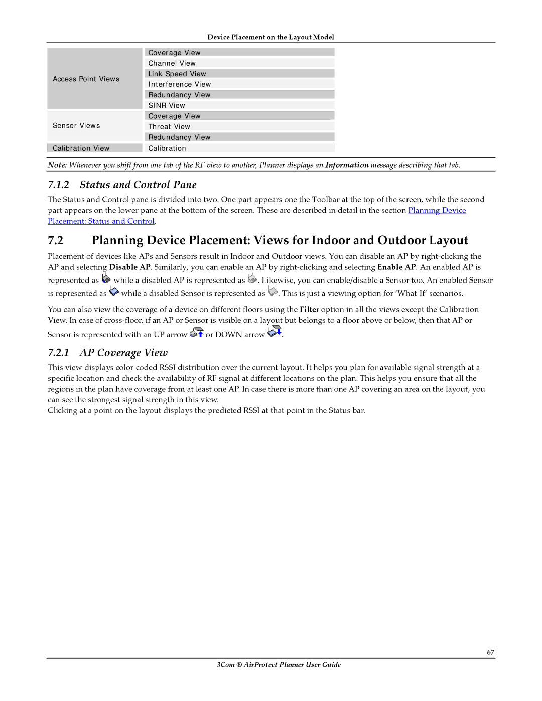 HP AirProtect Security Software manual Status and Control Pane, AP Coverage View 