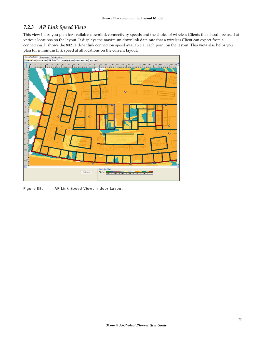 HP AirProtect Security Software manual AP Link Speed View Indoor Layout 