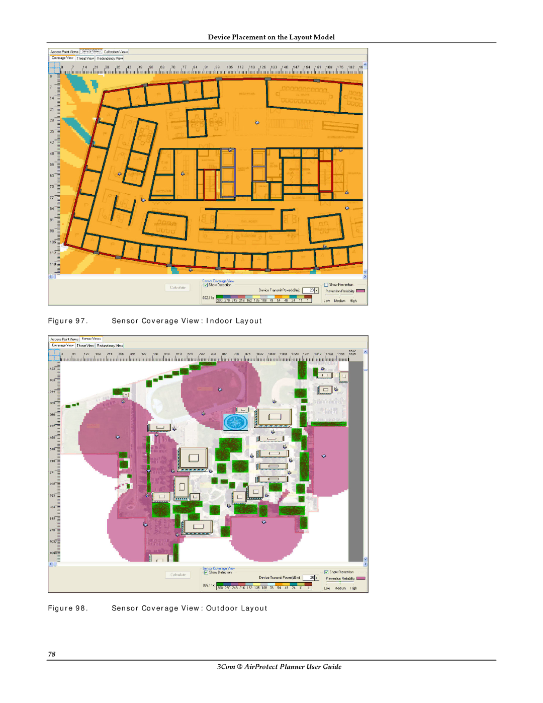 HP AirProtect Security Software manual Sensor Coverage View Indoor Layout 