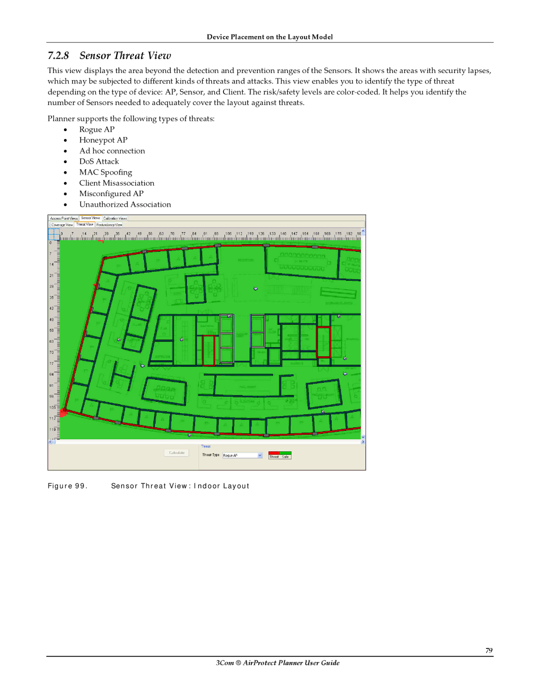 HP AirProtect Security Software manual Sensor Threat View Indoor Layout 