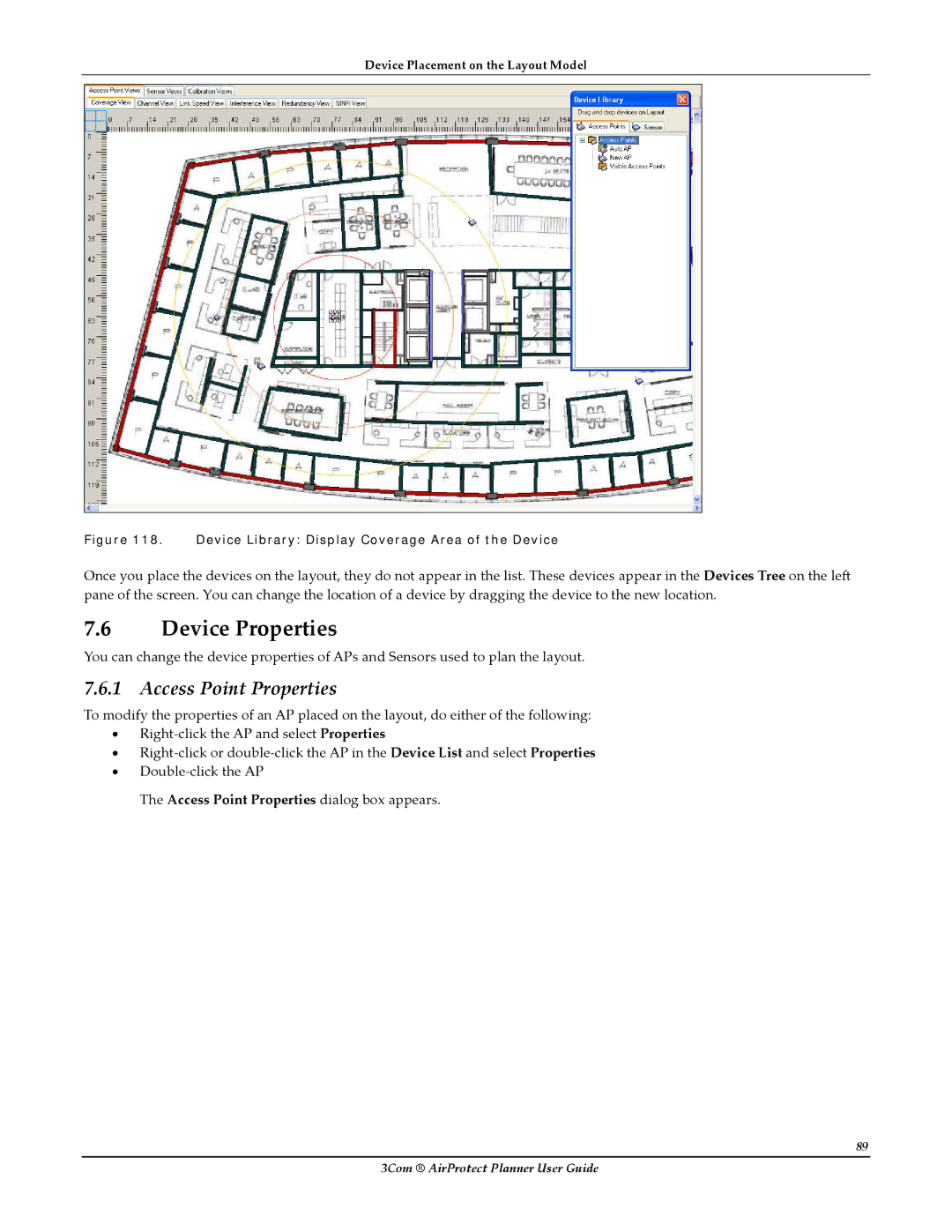 HP AirProtect Security Software manual Device Properties, Access Point Properties dialog box appears 