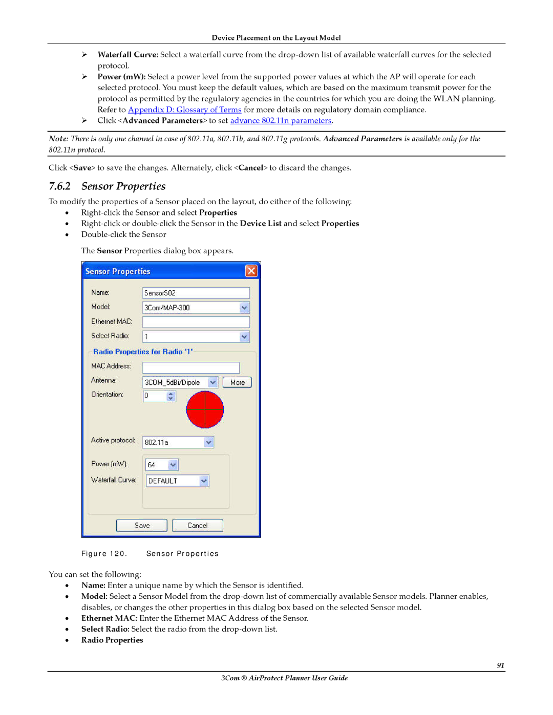 HP AirProtect Security Software manual Sensor Properties 