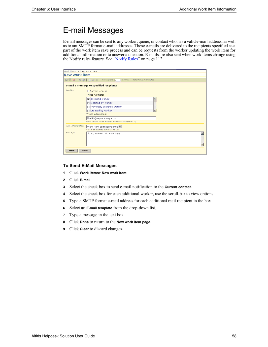 HP Altris eXpress Helpdesk Solution 5.6 SP1 manual To Send E-Mail Messages 