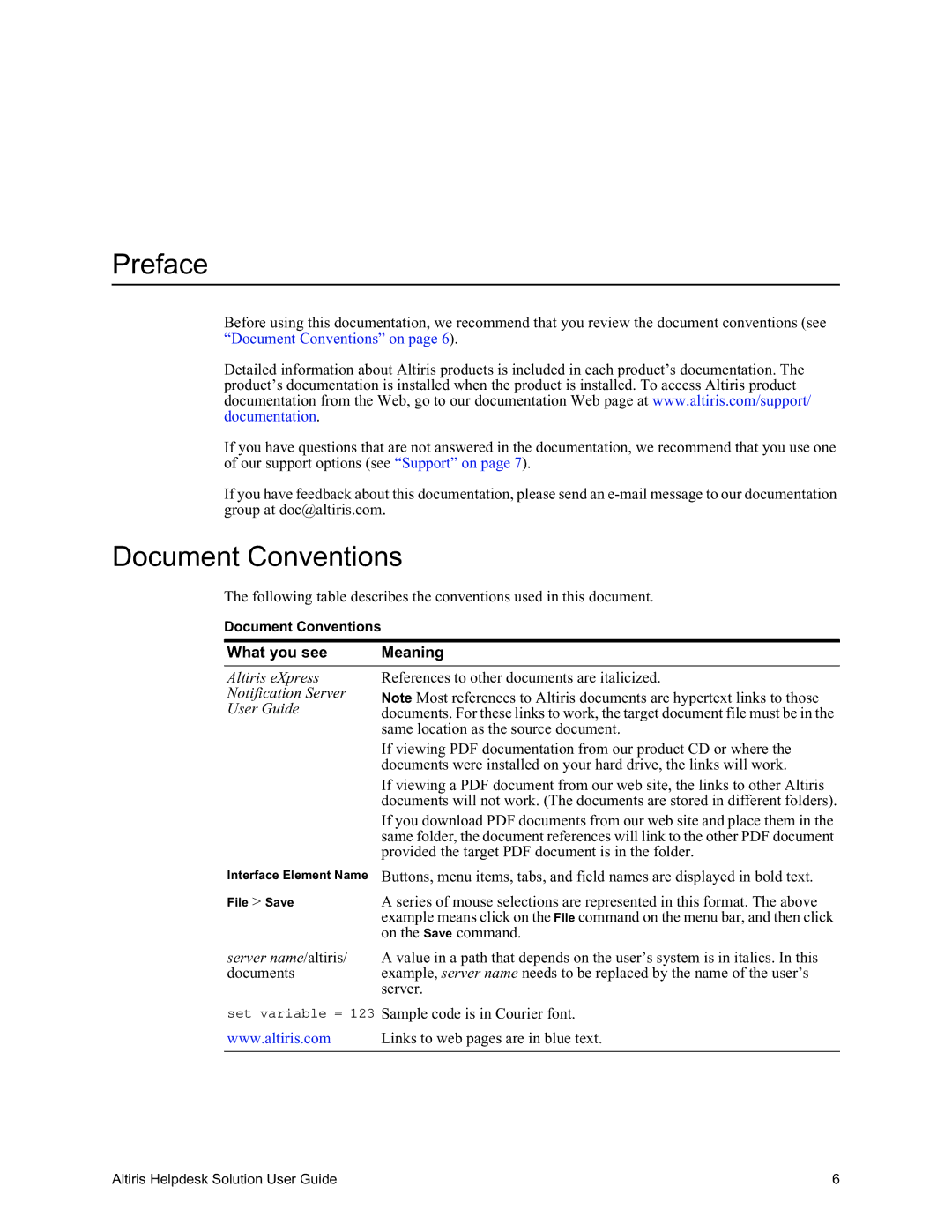 HP Altris eXpress Helpdesk Solution 5.6 SP1 manual Preface, Document Conventions, What you see 