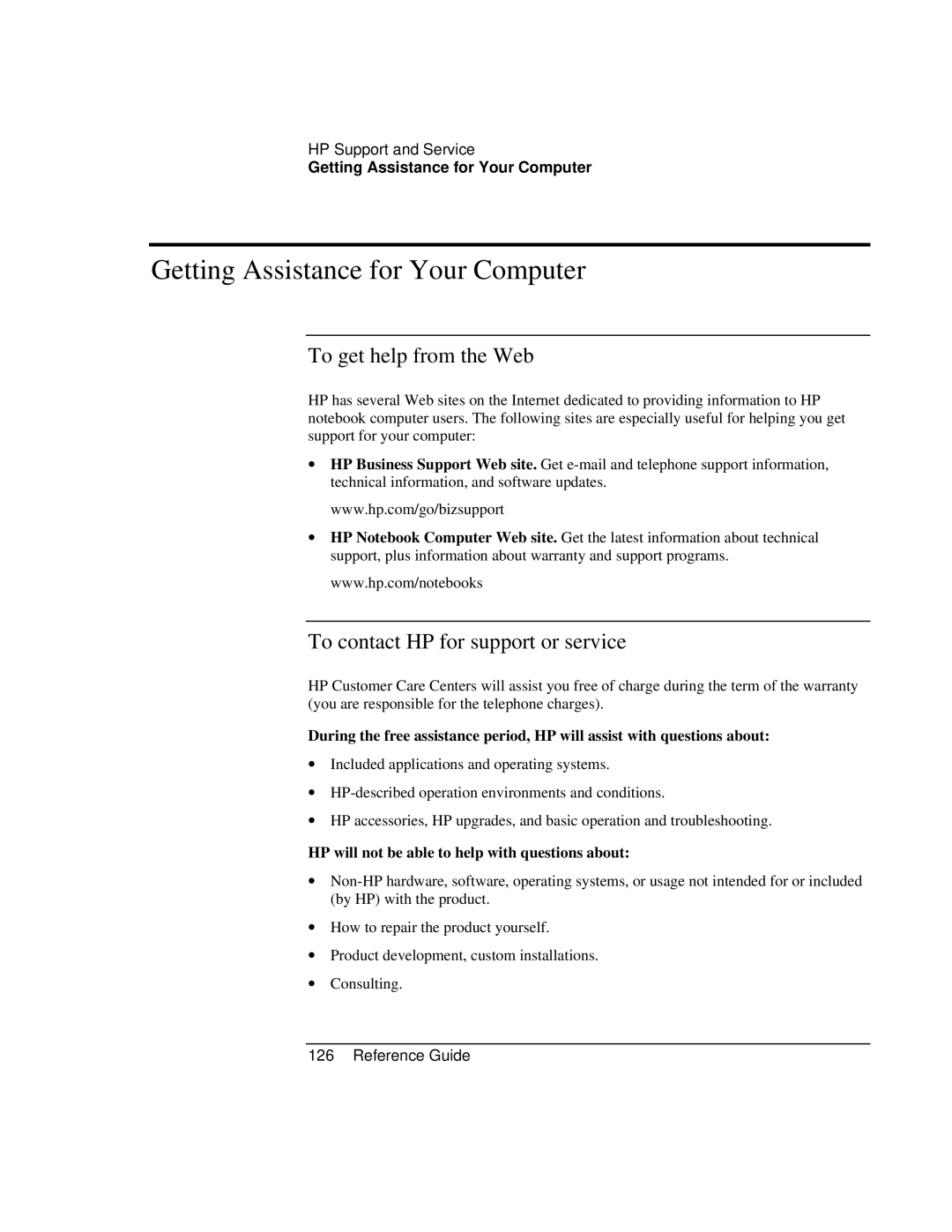 HP AMC20493-001 manual Getting Assistance for Your Computer, To get help from the Web, To contact HP for support or service 