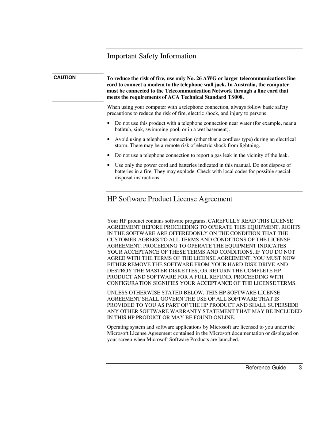 HP AMC20493-001-KT1, AMC20493-001-KT5, AMC20493-001-KT3 Important Safety Information, HP Software Product License Agreement 