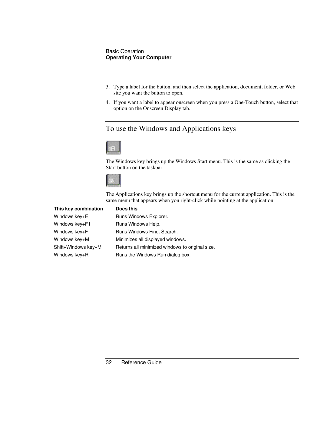 HP AMC20493-001-KT5, AMC20493-001-KT3 manual To use the Windows and Applications keys, This key combination Does this 