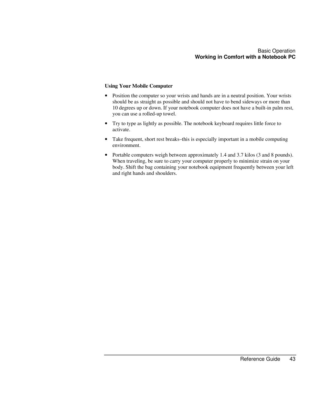 HP AMC20493-001-KT1, AMC20493-001-KT5, AMC20493-001-KT3 manual Using Your Mobile Computer 