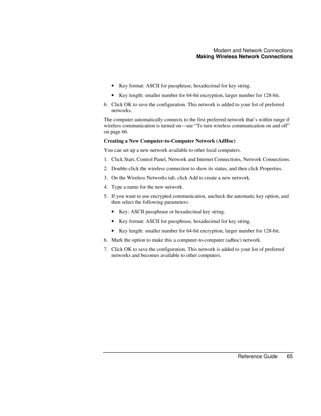 HP AMC20493-001-KT3, AMC20493-001-KT5, AMC20493-001-KT1 manual Creating a New Computer-to-Computer Network AdHoc 