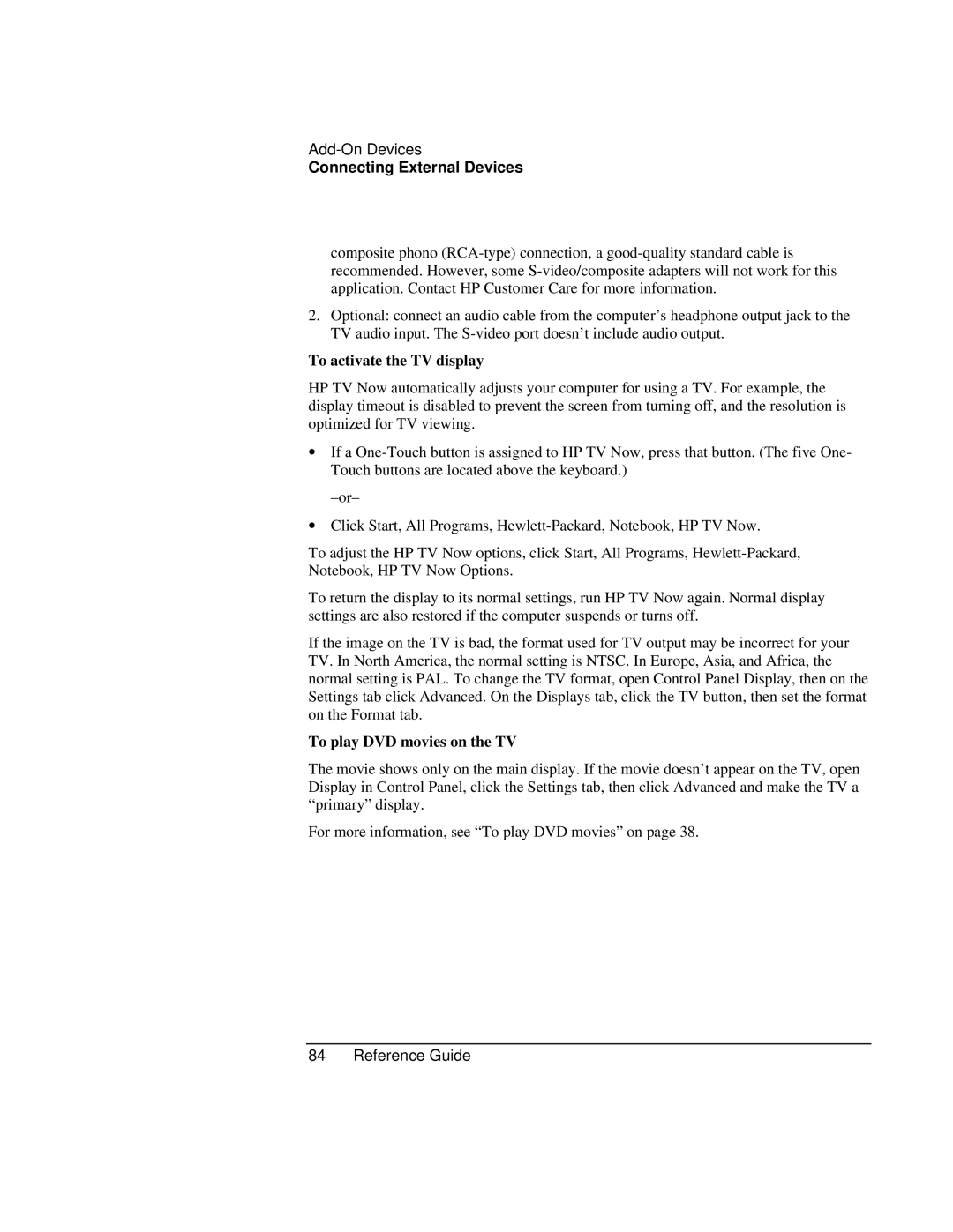 HP AMC20493-001-KT5, AMC20493-001-KT3, AMC20493-001-KT1 manual To activate the TV display, To play DVD movies on the TV 