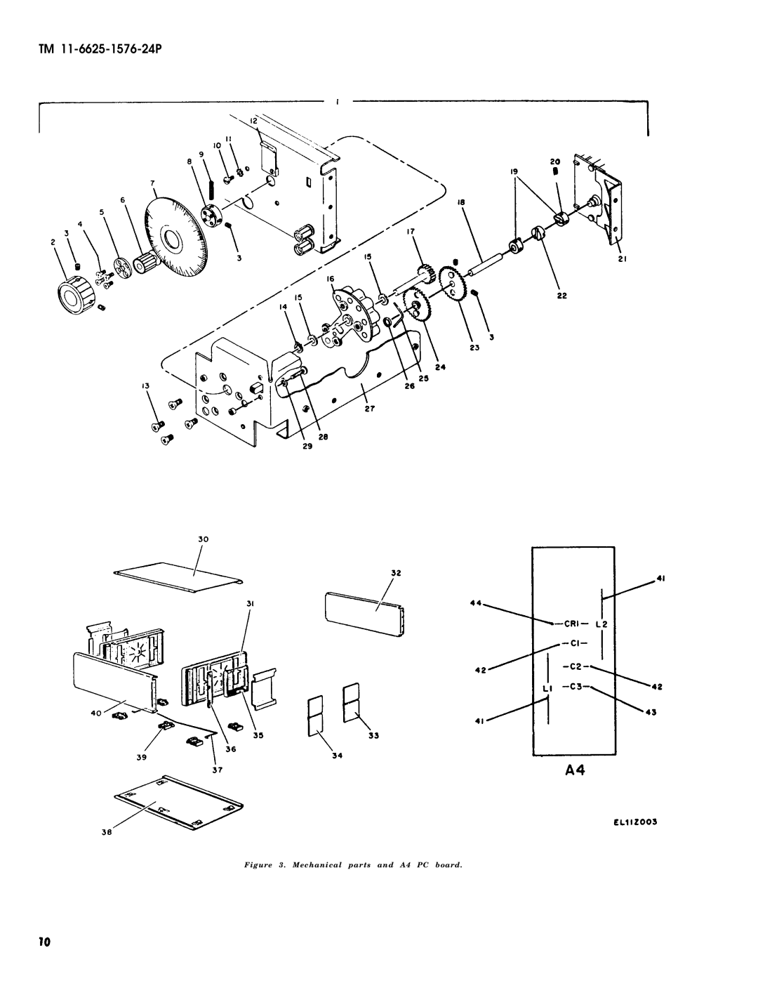 HP URM-184A, AN, URM-180 manual Mechanical parts and A4 PC board 