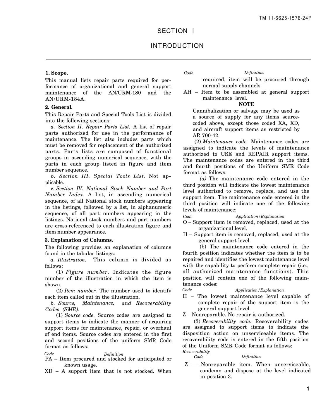 HP URM-184A, AN, URM-180 manual Section Introduction 