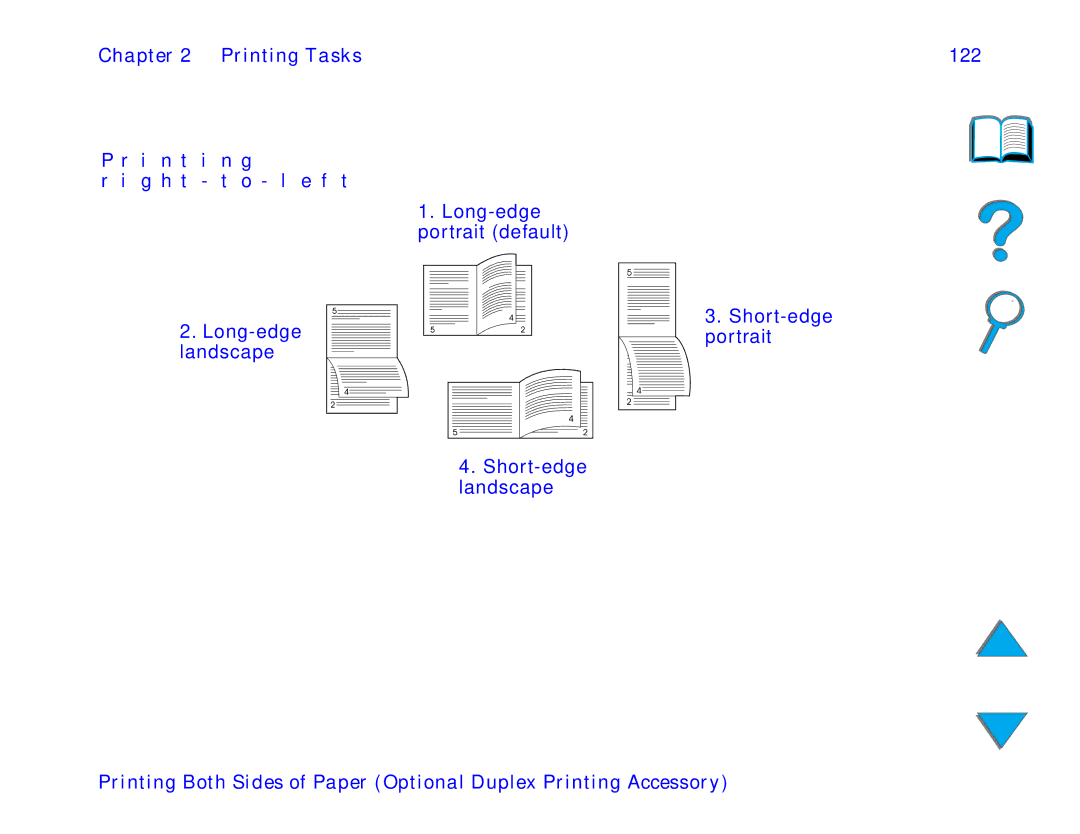 HP and 8150 MFP manual Printing Tasks 122, Printing right-to-left 