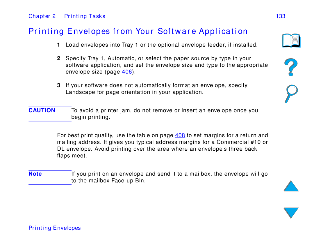 HP and 8150 MFP manual Printing Envelopes from Your Software Application, Printing Tasks 133 