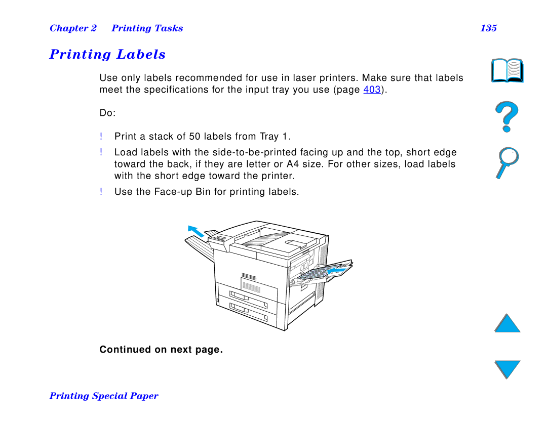 HP and 8150 MFP manual Printing Labels, Printing Tasks 135 