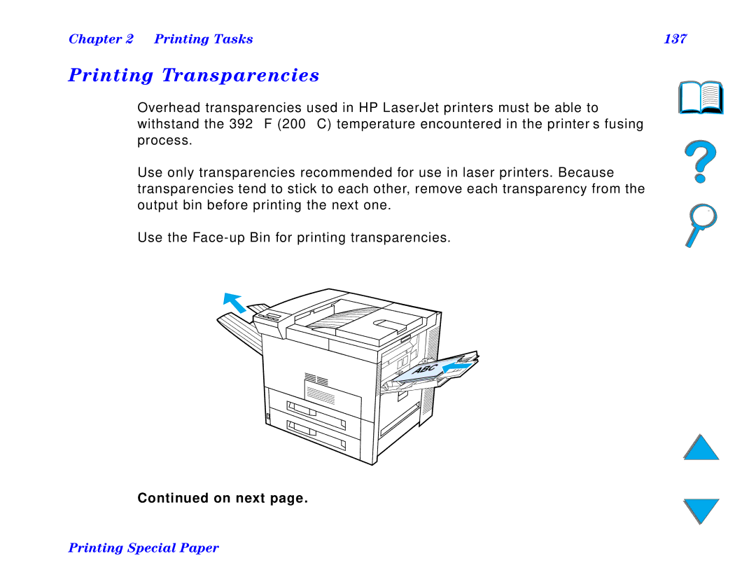 HP and 8150 MFP manual Printing Transparencies, Printing Tasks 137 