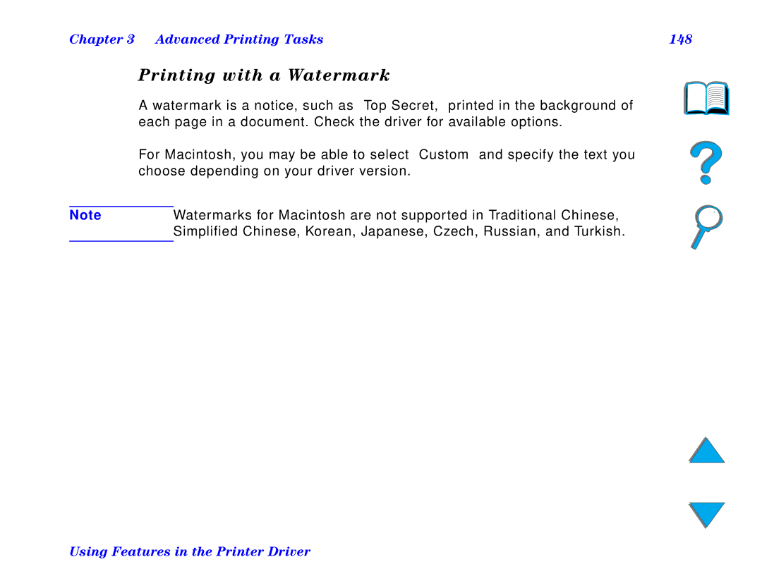 HP and 8150 MFP manual Printing with a Watermark, Advanced Printing Tasks 148 