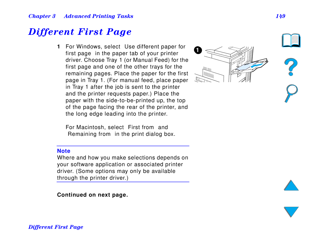 HP and 8150 MFP manual Different First, Advanced Printing Tasks 149 