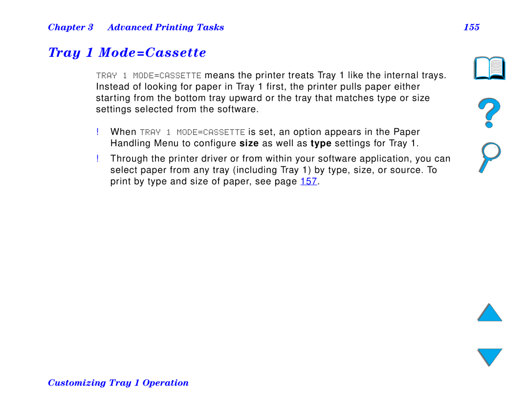 HP and 8150 MFP manual Tray 1 Mode=Cassette, Advanced Printing Tasks 155 