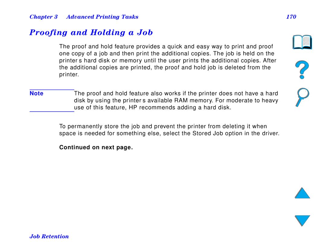 HP and 8150 MFP manual Proofing and Holding a Job, Advanced Printing Tasks 170 