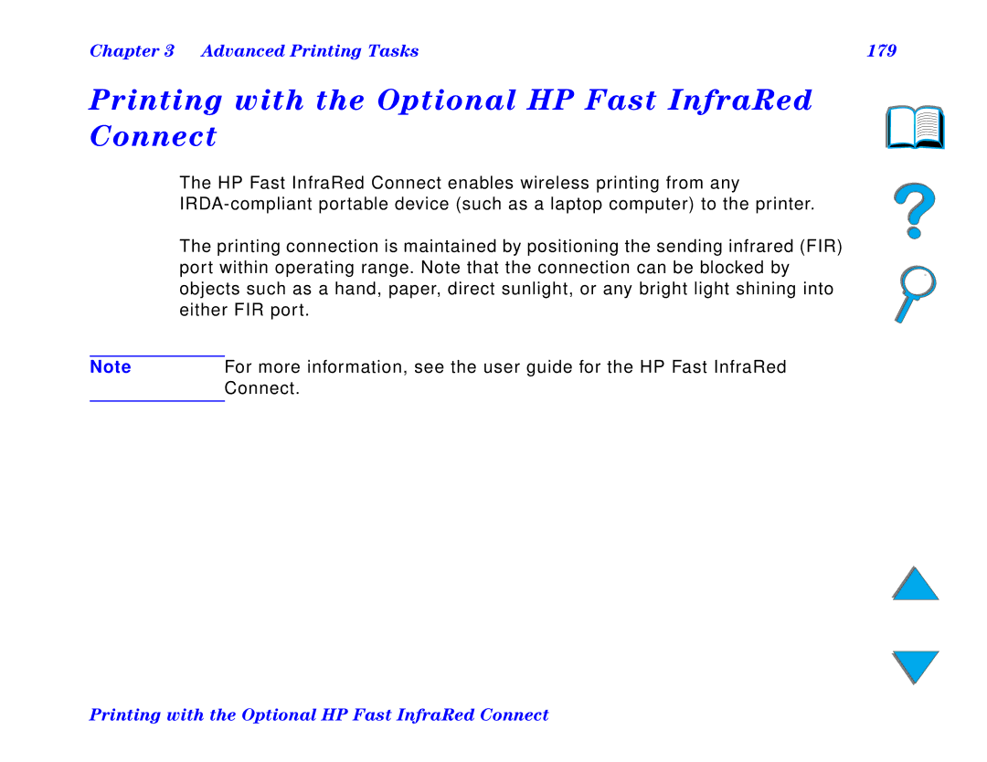 HP and 8150 MFP manual Printing with the Optional HP Fast InfraRed Connect, Advanced Printing Tasks 179 