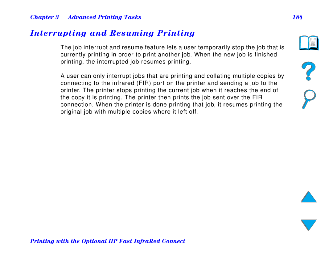 HP and 8150 MFP manual Interrupting and Resuming Printing, Advanced Printing Tasks 184 