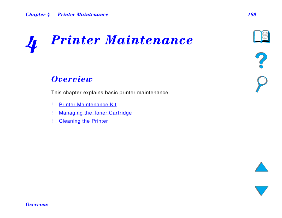 HP and 8150 MFP manual Printer Maintenance 189 