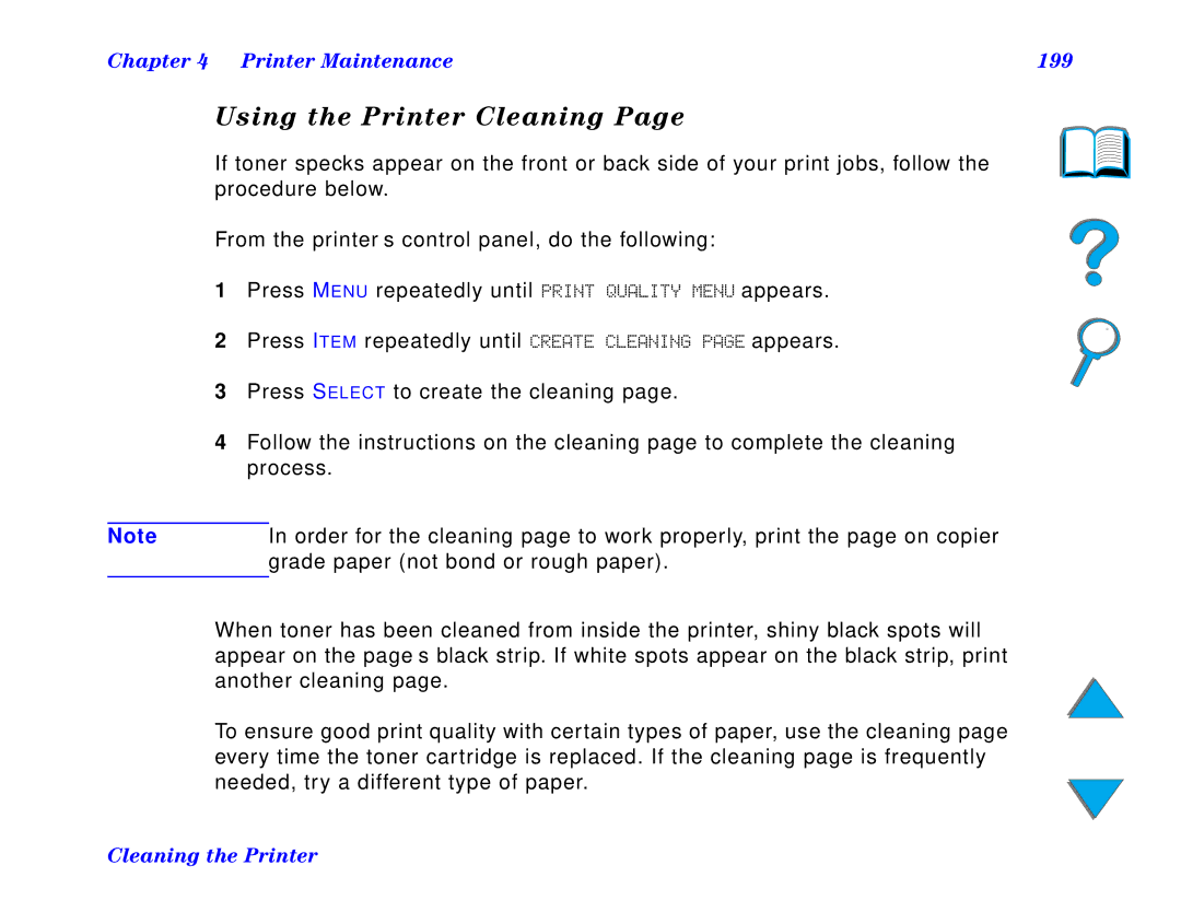 HP and 8150 MFP manual Using the Printer Cleaning, Printer Maintenance 199 