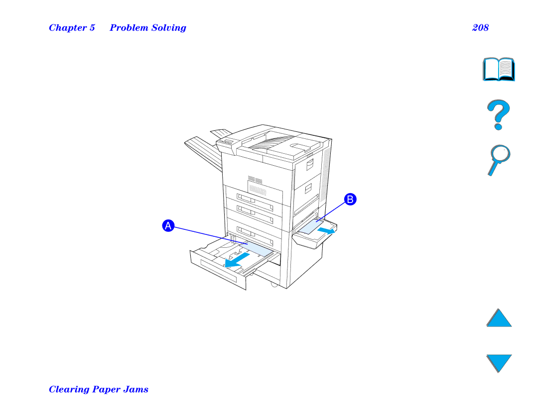 HP and 8150 MFP manual Problem Solving 208 Clearing Paper Jams 