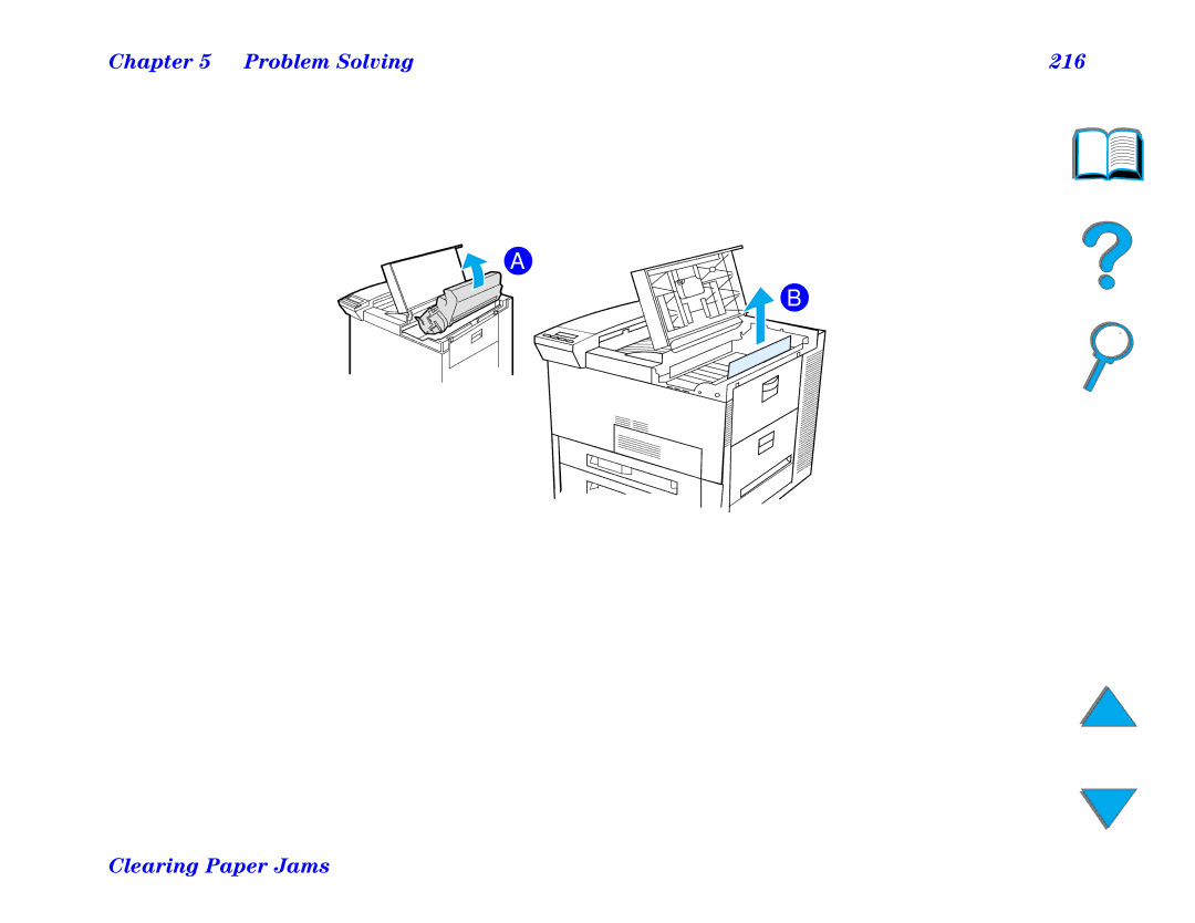 HP and 8150 MFP manual Problem Solving 216 Clearing Paper Jams 