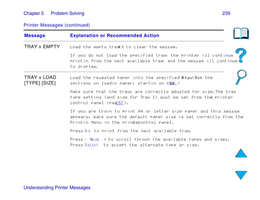 HP and 8150 MFP manual Chapter Problem Solving 239 Printer Messages 