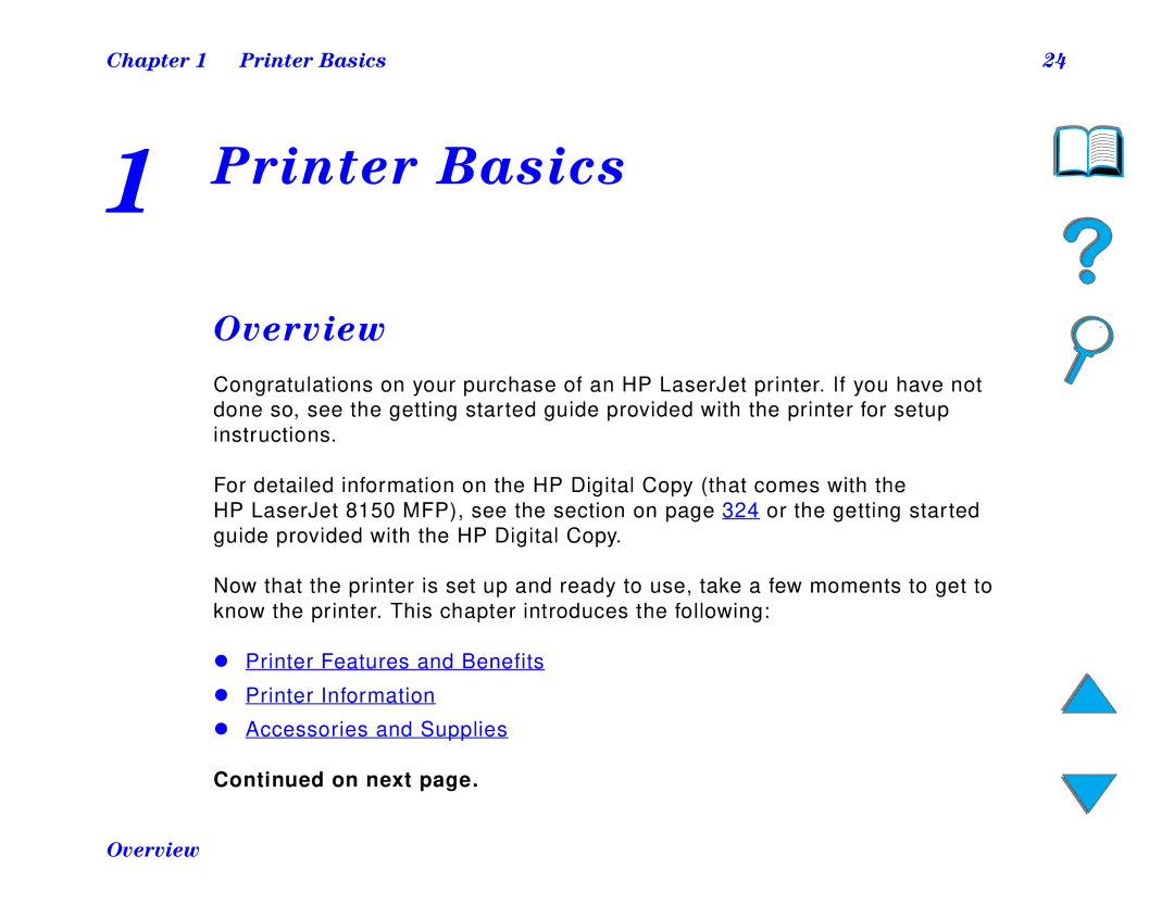 HP and 8150 MFP manual Overview, Printer Basics 