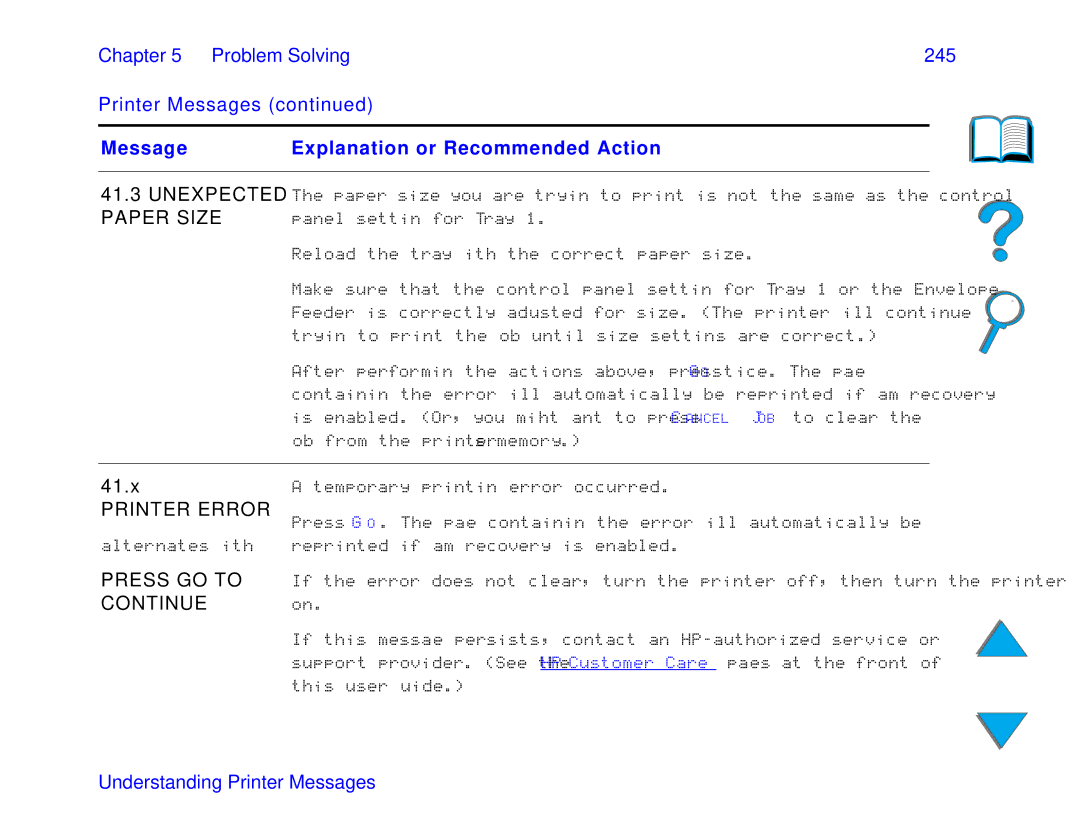 HP and 8150 MFP manual Chapter Problem Solving 245 Printer Messages, Error 