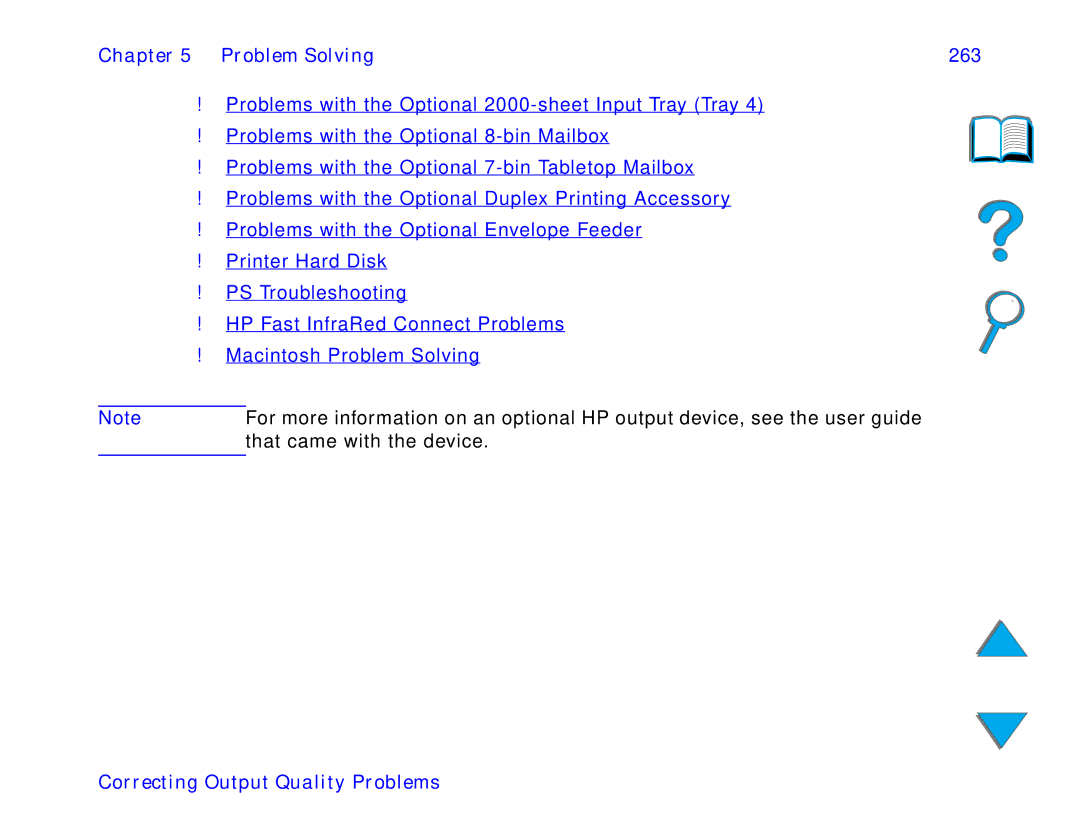 HP and 8150 MFP manual Problem Solving 263 