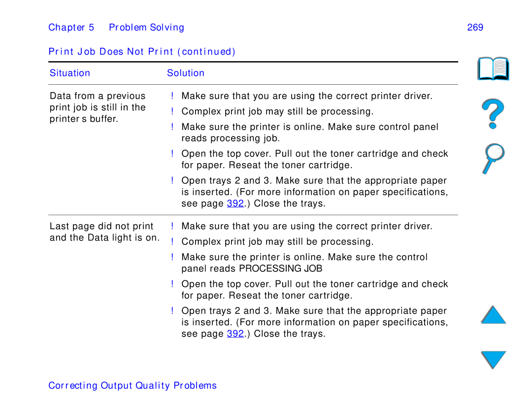 HP and 8150 MFP manual Problem Solving 269 Print Job Does Not Print 