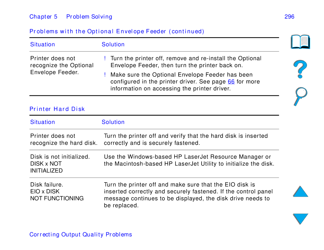 HP and 8150 MFP manual Printer Hard Disk, Initialized, Not Functioning 