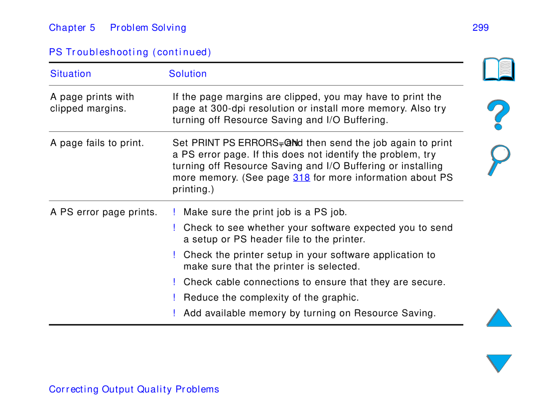 HP and 8150 MFP manual Problem Solving 299 PS Troubleshooting 